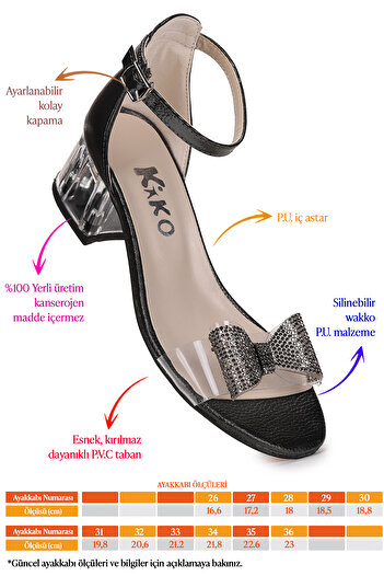 Kiko Kids Tire Girl's 4 cm Transparent Heeled Sandals Evening Dress Shoes
