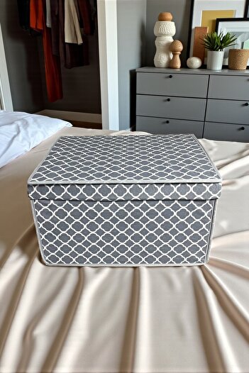 VAYBE Maxi Multi-Purpose Storage Box, Box, Container, Organizer, Toy Box, Gray Chain Pattern, 40X50X30