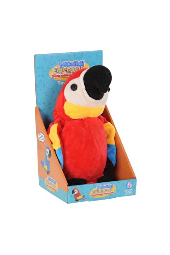 hak-iş oyuncak Dans Eden 25 Cm Kırmızı Renkli Peluş Papağan Oyuncak - Müzikli , Konuşmaları Tekrar Eden