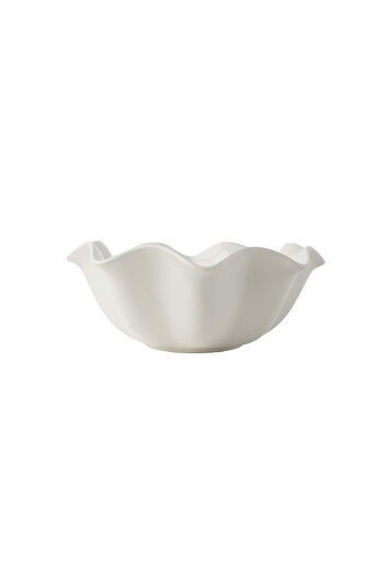 SQUALO Elegant Round Rose-Shaped Porcelain Bowl with Modern Design - White 28.5x28.5x11 cm