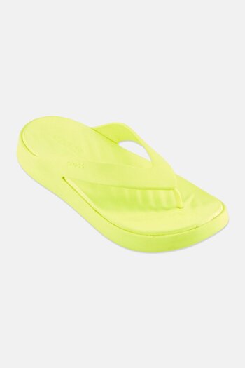 Crocs Women Brand Logo Slip On Slippers, Neon Green