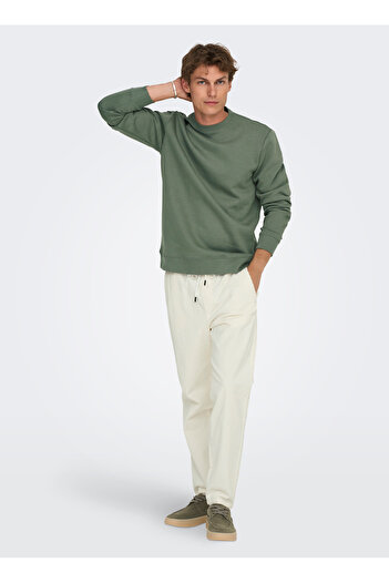 Only & Sons O Neck Green Men's Sweatshirt Onsconnor Life Reg Crew Neck Sweat