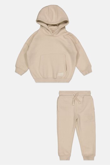 Fudo Toddlers Boy 2 Piece Hooded Long Sleeve And Jogger Set, Ivory