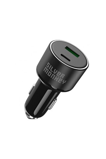 Silver Monkey Incarcator Auto SMA014 100W 3A 1 x USB-A - 1 x USB-C Negru