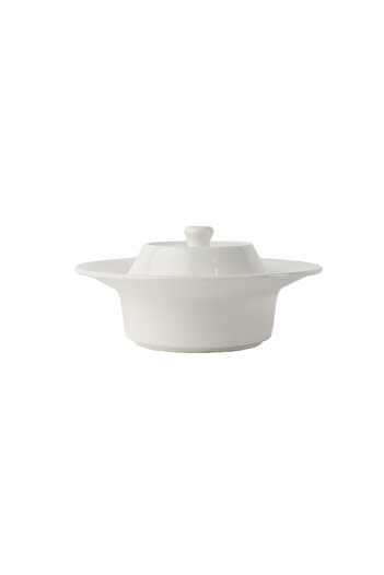 SQUALO Round porcelain bowl with lid, elegant and modern design - white 18x18x8.3 cm