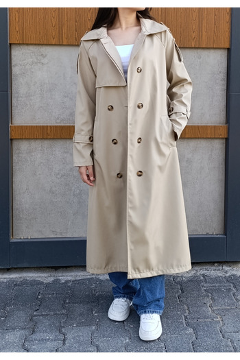 siyalife Classic Trench Coat with Wind Flaps, Pockets, Belt and Buttons