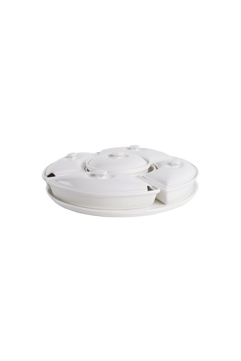 SQUALO Round 5-Compartment Porcelain Bowl - White 15.2x14.7x7 cm
