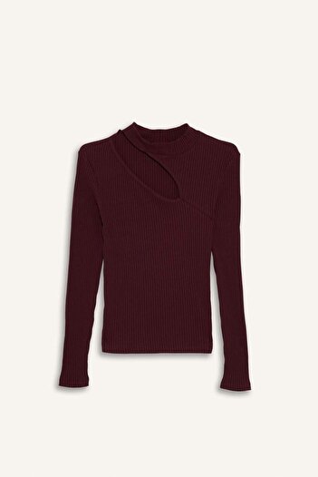 DeFacto Slim Fit Tight-Fitting Half Turtleneck Basic Solid Ribbed Camisole Long Sleeve T-Shirt C8473Ax24Au