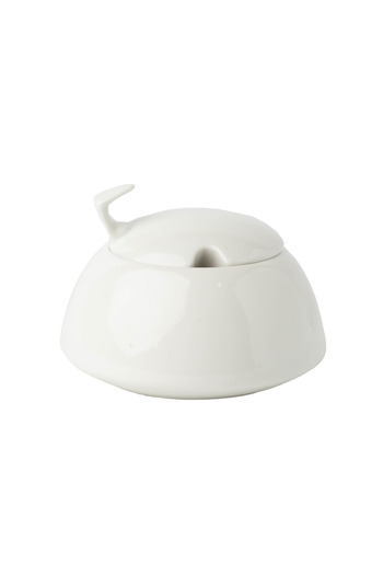 SQUALO Sugar bowl (porcelain) with a cover, modern design - white 12.5X12.5X8 cm