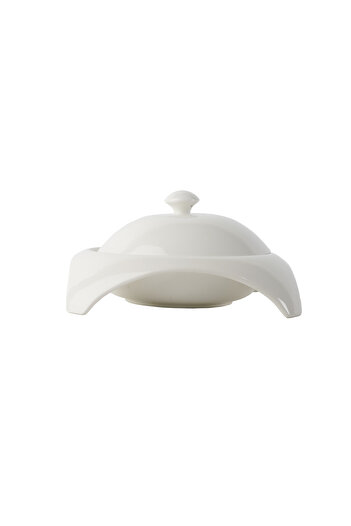 SQUALO Square (porcelain) bowl with lid, elegant and modern design - white 24.7x24.7x13.2 cm