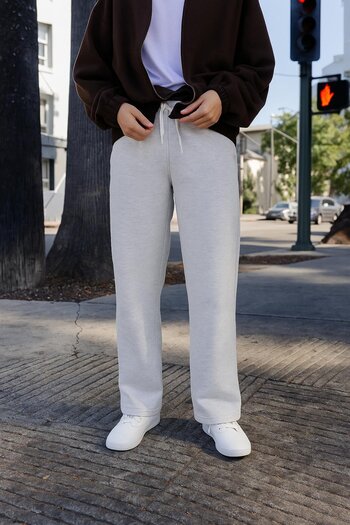 HAKKE Three-Thread Wide-Leg Pocket Lace-Up Sweatpants