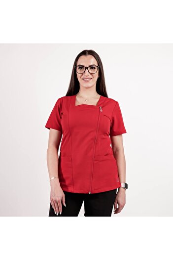 Lotus Flex medical blouse, stretch, red, TRS-NP11 2XL