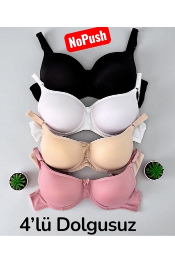 SATTENS Women's Underwire Non-Padding 4-Pack Bra Inner Padding Bra Without Padding 4 Pieces