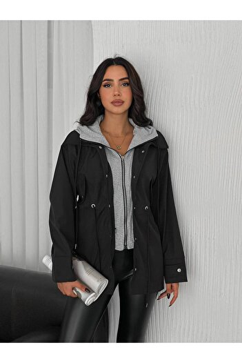 Noa Noa Combed Cotton Hooded Belted Trench Coat