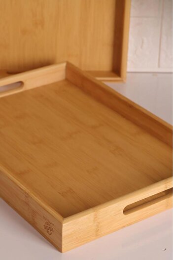 Atbyhome Bambum Marbella - Set of 2 Bamboo Patterned Trays Large Medium