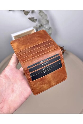 Fil Deri Genuine Leather Magnetic Minimal Card Holder 2116