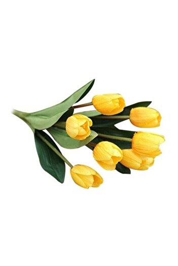 fun zone Bluelans 9 Heads Artificial Tulip Silk Flower Bouquet Yellow/Green 38centimeter
