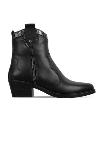 Lal Shoes & Bags Γυναικείες μπότες καουμπόη από γνήσιο δέρμα Catalina με λεπτομέρεια ραφής b4152-S.Μαύρο