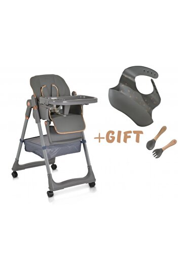 Moni Lindo height-adjustable dining chair, foldable, 2 trays, bib, spoon, fork included