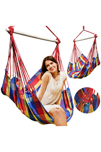 Other Brazilian hanging garden hammock with spreader bar, bohemian style.