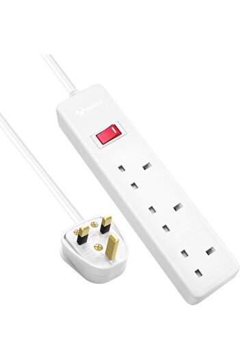 GONEO Extension Cord 3M Surge Protection 3 Way Outlets, Power Strip Wall Mounted with Individual Switches
