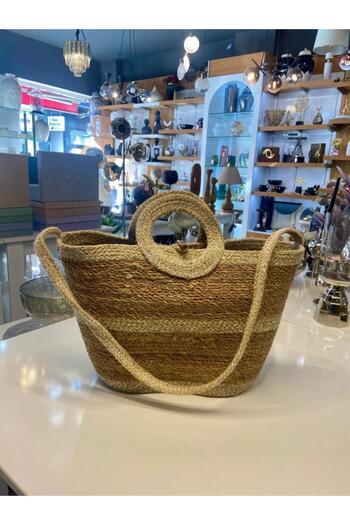 Sever White Beige Wicker Bag 48X20X32Cm