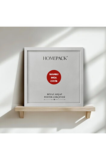 HOMEPACK 30X30 cm White Wooden Framed Poster Frame, Blank Frame, White-Frame-30X30