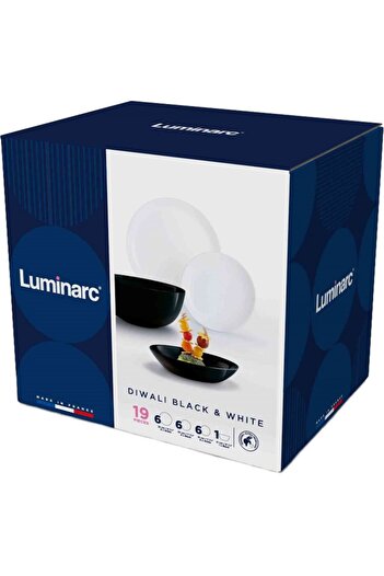 Luminarc Diwali Dinner Set, 19 Pieces, White/Black