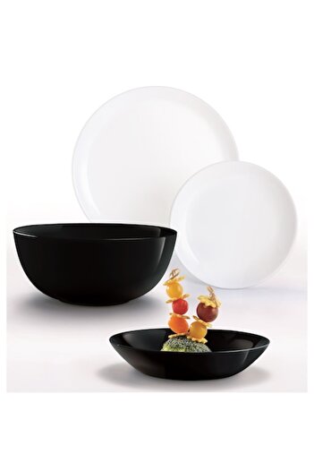 Luminarc Diwali Dinner Set, 19 Pieces, White/Black