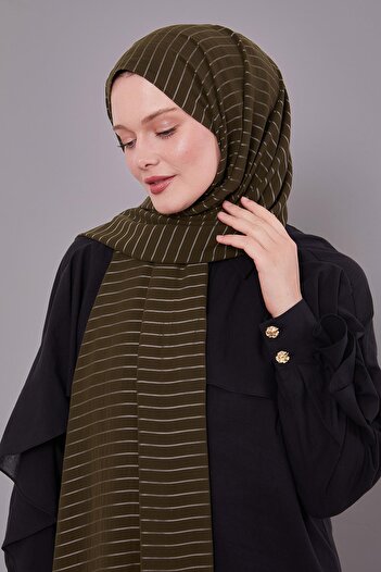 Levidor Khaki Striped Cazz Shawl