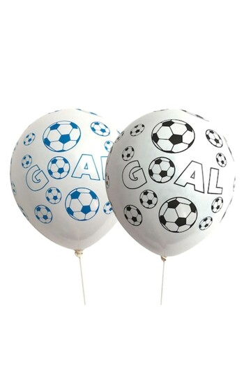 SHOPIENS Set 10 balloons for children's party Little Footballer Shopiens, white with blue and black print, 30