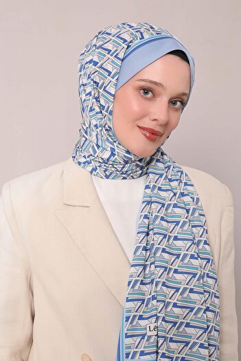 Levidor Mavi Zigzag Desen Club Şal