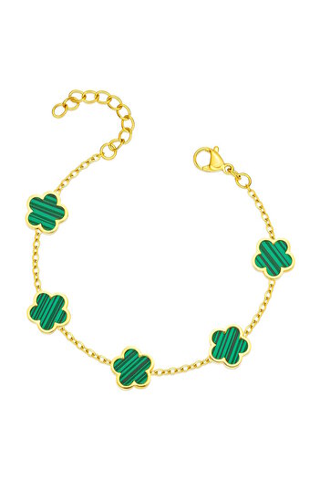 Inovius - Women's Bracelet, Emerald Bloom, 18K Gold Plated Stainless Steel - 87716-0