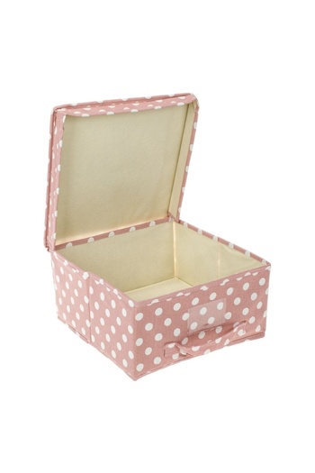 SHOPIENS Textile Storage Box Shopiens® with Pink Lid and White Polka Dots, 30x30x16 cm