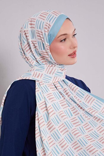 Levidor Turquoise Square Line Pattern Club Shawl