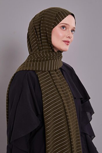 Levidor Khaki Striped Cazz Shawl