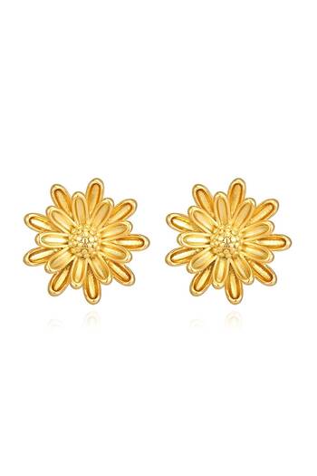 Inovius - Luminous Petal Earrings, 18K Gold Plated Stainless Steel - 87262-0
