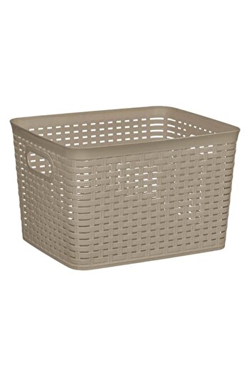 SHOPIENS Storage Basket Shopiens® Beige with Perforated Pattern and Handles, 35x29x21.5 cm/20L