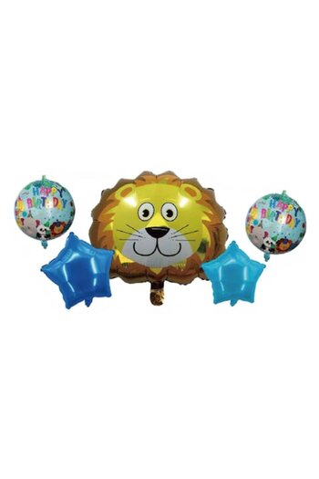 SHOPIENS Decorative Set with 5 Foil Balloons Shopiens®, Jungle Animals Theme for Kids' Party