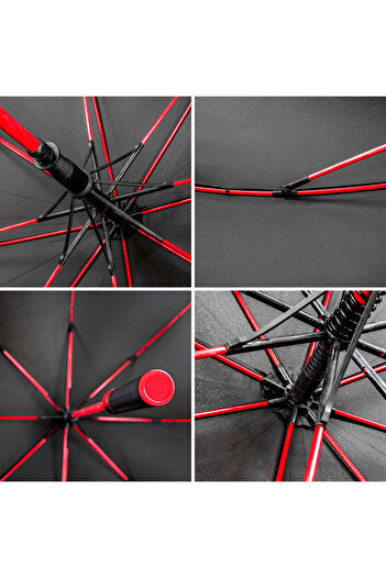 Other Large men's umbrella, durable, waterproof and storm-proof, black and red.