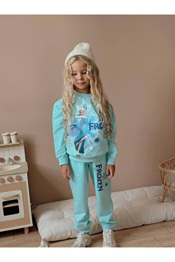 cgboutiquestylekids Frozen Elsa 2 Yarn Fabric Girls' Top and Bottom Set Super Quality