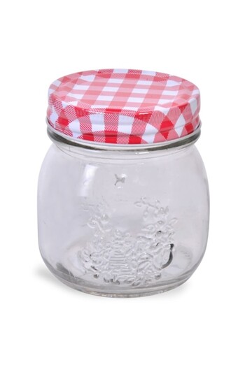 SHOPIENS Glass jar with metal threaded lid with checkered pattern Shopiens®, 250 ml