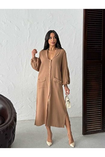 lavanderboutiquee Kadın Camel Triko Elbi