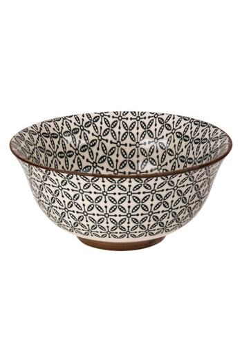 SHOPIENS Ceramic serving bowl Shopiens®, beige/black with geometric pattern, round, 500 ml