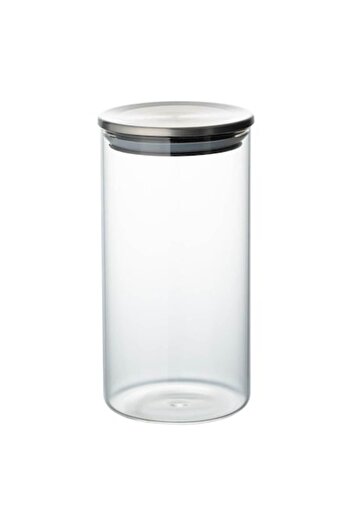 SHOPIENS Fireproof Storage Jar from Borosilicate Glass, Transparent with Metal Lid, 750ml