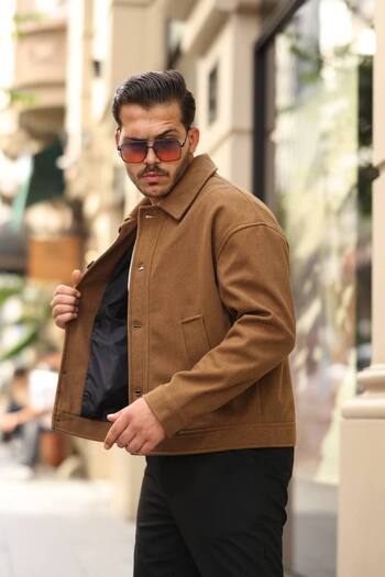 MEECY Men's Oversize Short Cash Coat Jacket