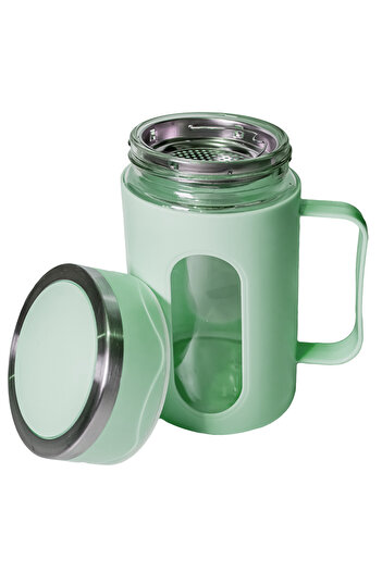China TeaBuddy Mint mug – 400ml, glass with infuser, airtight lid and green plastic protection