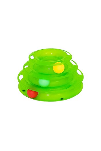 Doty Jucarie turn cu trei nivele cu trei bile pentru pisici, verde,