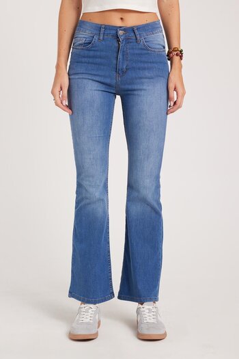 Tudors Women's Regular Fit Classic Cut Cotton Spanish Leg Navy Blue Jean Denim Pants