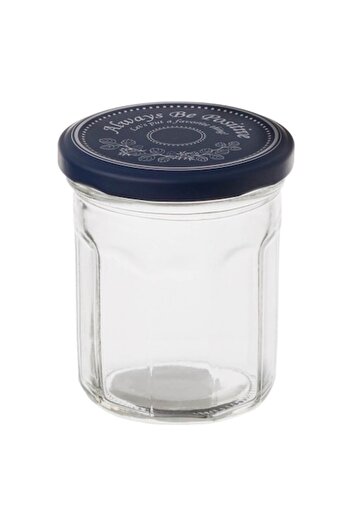 SHOPIENS Glass jar with blue metal lid with message Always be Positive